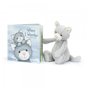 Juegos De Libros Y Juguetes Jellycat When I Wonder Book and Bashful Kitty Medium Gris Ecuador | ELFXP6784