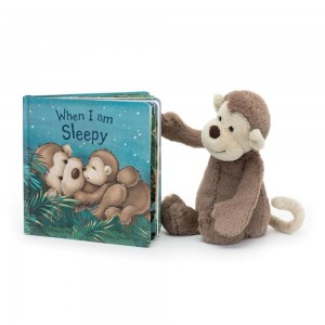 Juegos De Libros Y Juguetes Jellycat When I Am Sleepy Book and Bashful Monkey Medium Marrones Ecuador | QDSJO0934