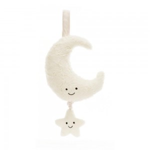 Juguetes Del Bebé Jellycat Amuseables Moon Musical Pull 28cm x 15cm x 6cm Blancas Ecuador | VSRYZ3512