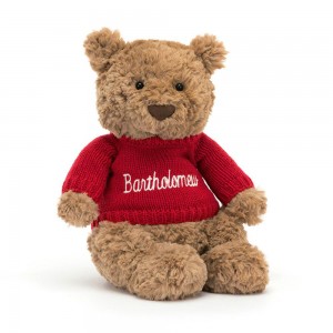 Juguetes Del Bebé Jellycat Bartholomew Bear with Personalised Jumper 26cm x 12cm x 8cm Marrones Ecuador | GXMZD0853