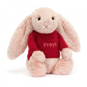 Juguetes Del Bebé Jellycat Bashful Blush Bunny with Personalised Jumper 31cm x 12cm x 9cm Rosas Ecuador | EFXUJ3426