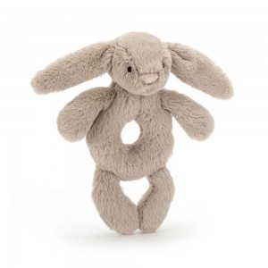 Juguetes Del Bebé Jellycat Bashful Bunny Ring Rattle 18cm x 8cm x 2cm Beige Ecuador | FUKWC6154