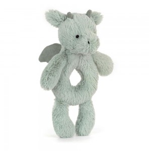 Juguetes Del Bebé Jellycat Bashful Dragon Ring Rattle 18cm x 8cm x 2cm Verde Ecuador | UPNQA8460