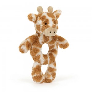 Juguetes Del Bebé Jellycat Bashful Giraffe Ring Rattle 18cm x 8cm x 2cm Naranjas Ecuador | HYLKE9280