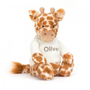 Juguetes Del Bebé Jellycat Bashful Giraffe with Personalised Cream Jumper 31cm x 12cm x 9cm Naranjas Ecuador | OSTRQ8130