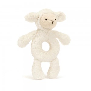 Juguetes Del Bebé Jellycat Bashful Lamb Ring Rattle 18cm x 8cm x 2cm Blancas Ecuador | IOUSX9086