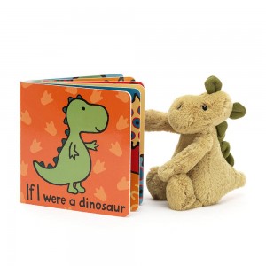 Juguetes Del Bebé Jellycat If I Were A Dinosaur Book and Bashful Dino Small Verde Ecuador | OQITX9068