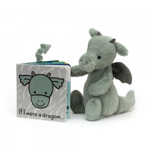 Juguetes Del Bebé Jellycat If I Were A Dragon Book and Bashful Dragon Small Verde Ecuador | RYQBG4371