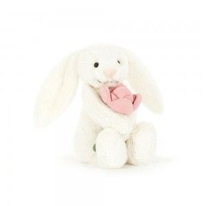 Mascota Jellycat Bashful Bunny 'Peony' 18cm x 9cm x 8cm Blancas Ecuador | OGCRQ0217