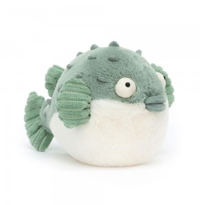 Océano Jellycat Pacey Pufferfish 16cm x 12cm x 23cm Verde Ecuador | ZWTDN8125