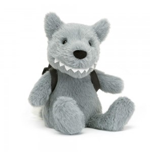 Peluche De Fauna Del Bosque Jellycat Backpack Wolf 22cm x 9cm x 8cm Gris Ecuador | BVOSL7695