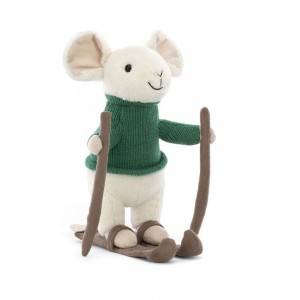 Peluche De Fauna Del Bosque Jellycat Merry Mouse Skiing 19cm x 8cm x 15cm Blancas Ecuador | JOKUF2630