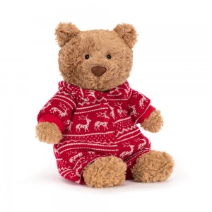 Peluche De Oso Jellycat Bartholomew Bear Winter Pyjamas 26cm x 12cm x 8cm Marrones Ecuador | DWIKX3812