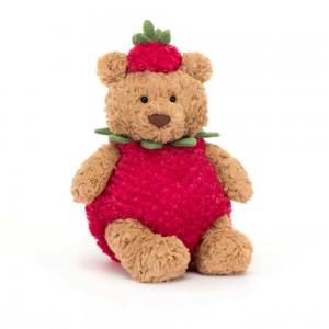 Peluche De Oso Jellycat Bartholomew Bear Strawberry 26cm x 12cm x 8cm Marrones Ecuador | WHPGZ3716