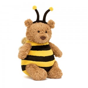 Peluche De Oso Jellycat Bartholomew Bear 'Bumblebee' 26cm x 14cm x 14cm Marrones Ecuador | KEOUQ7084