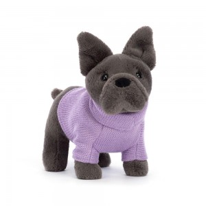 Perros Jellycat Sweater French Bulldog Purple 6.7in x 2.8in x 7.5in Gris Ecuador | RYUOM7082