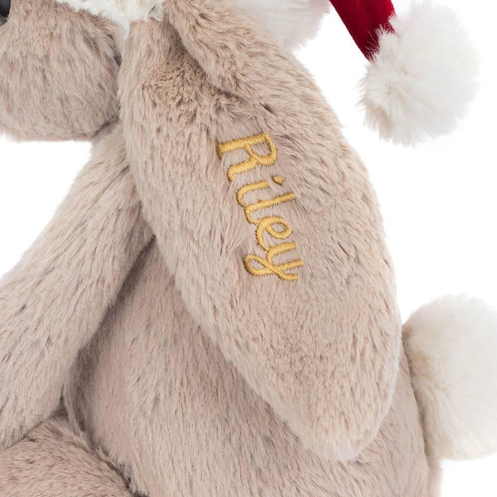 Conejo Jellycat Personalised Bashful Christmas Bunny 31cm x 12cm x 9cm Beige  Ecuador |  SYVXZ9315