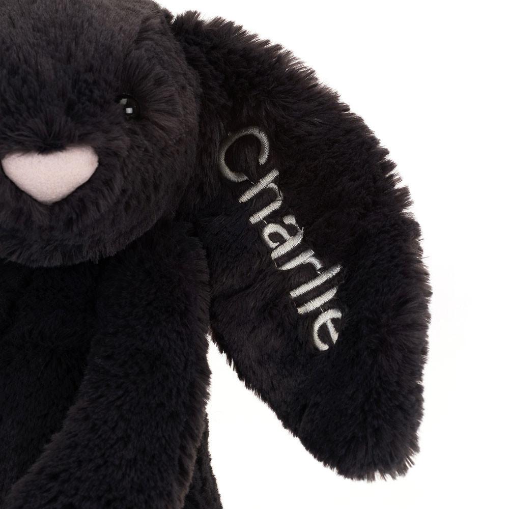 Conejo Jellycat Personalised Bashful Inky Bunny Medium 31cm x 12cm x 9cm Negras  Ecuador |  TFGJD8567