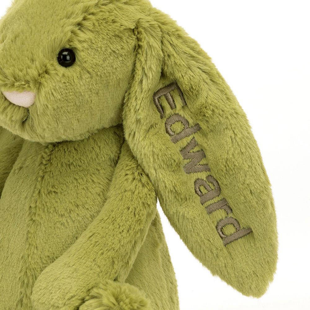 Conejo Jellycat Personalised Bashful Moss Bunny Medium 31cm x 12cm x 9cm Verde  Ecuador |  FPVDW8359