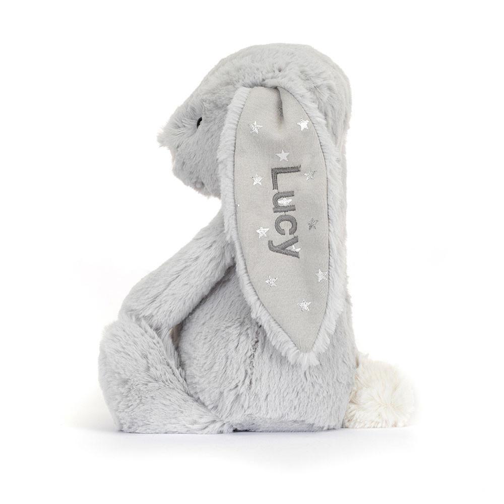 Conejo Jellycat Personalised Bashful Shimmer Bunny Medium 31cm x 12cm x 9cm Gris  Ecuador |  PKOIB9732