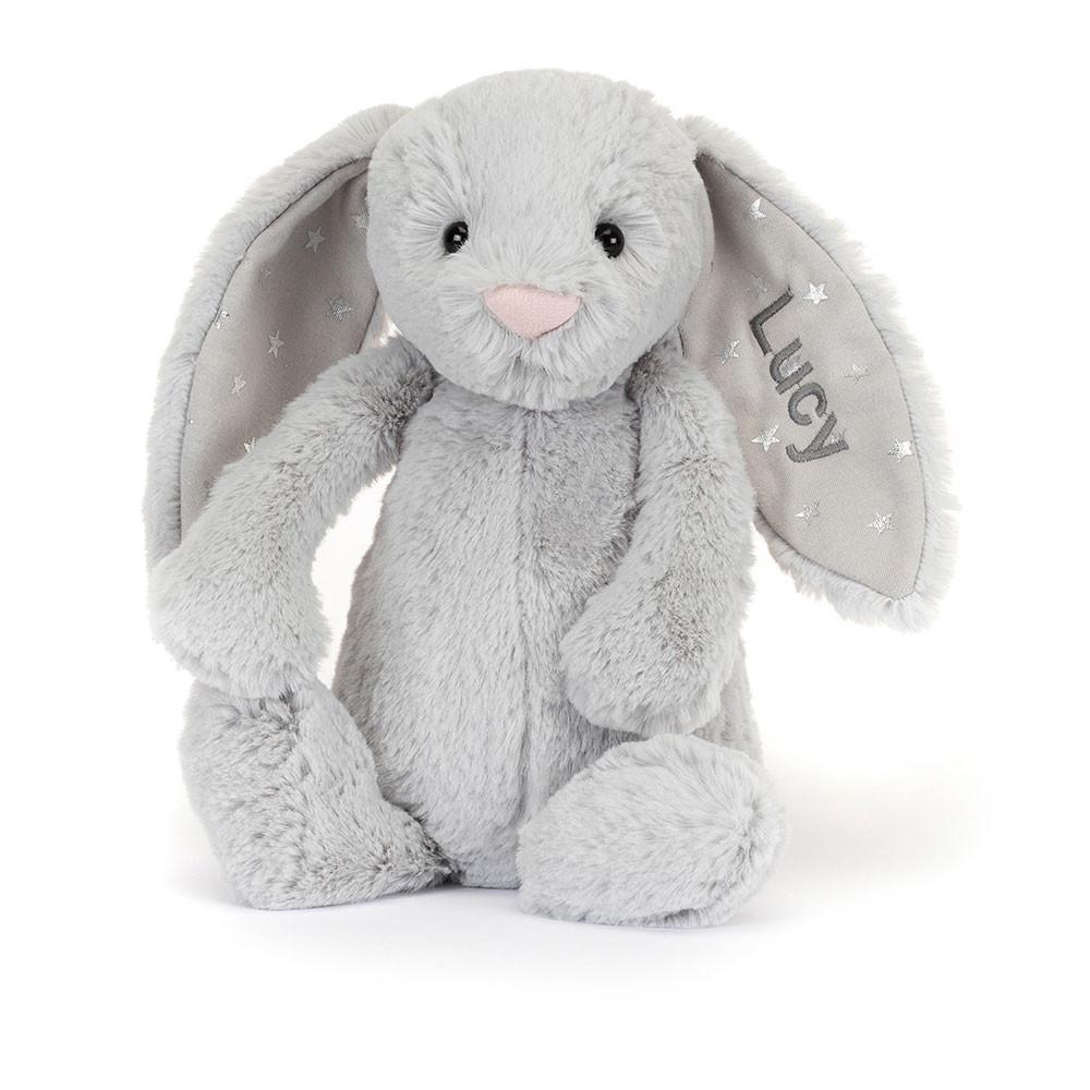 Conejo Jellycat Personalised Bashful Shimmer Bunny Medium 31cm x 12cm x 9cm Gris  Ecuador |  PKOIB9732