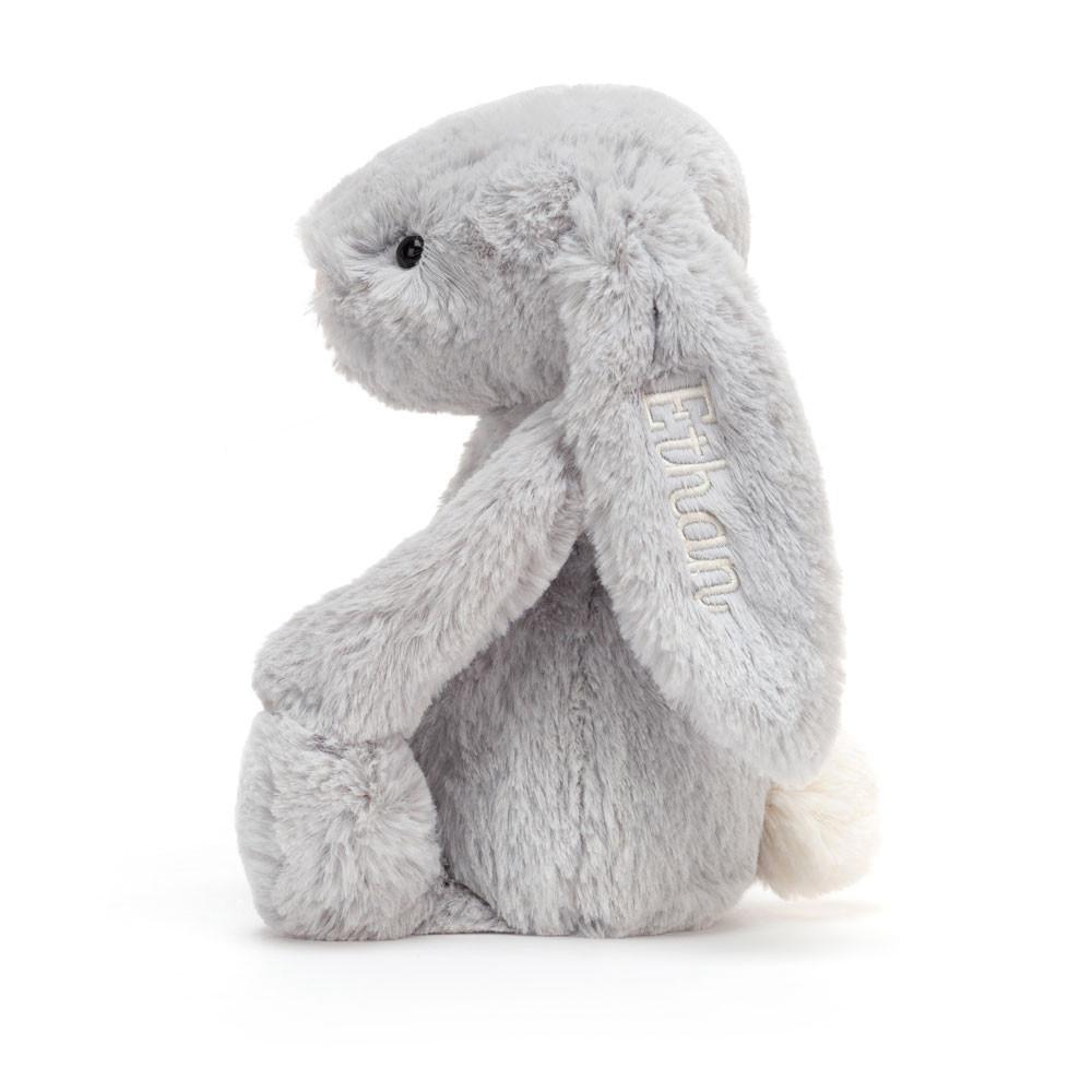 Conejo Jellycat Personalised Bashful Silver Bunny Medium 31cm x 12cm x 9cm Gris  Ecuador |  OAUKB7186