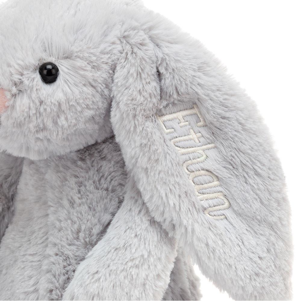 Conejo Jellycat Personalised Bashful Silver Bunny Medium 31cm x 12cm x 9cm Gris  Ecuador |  OAUKB7186