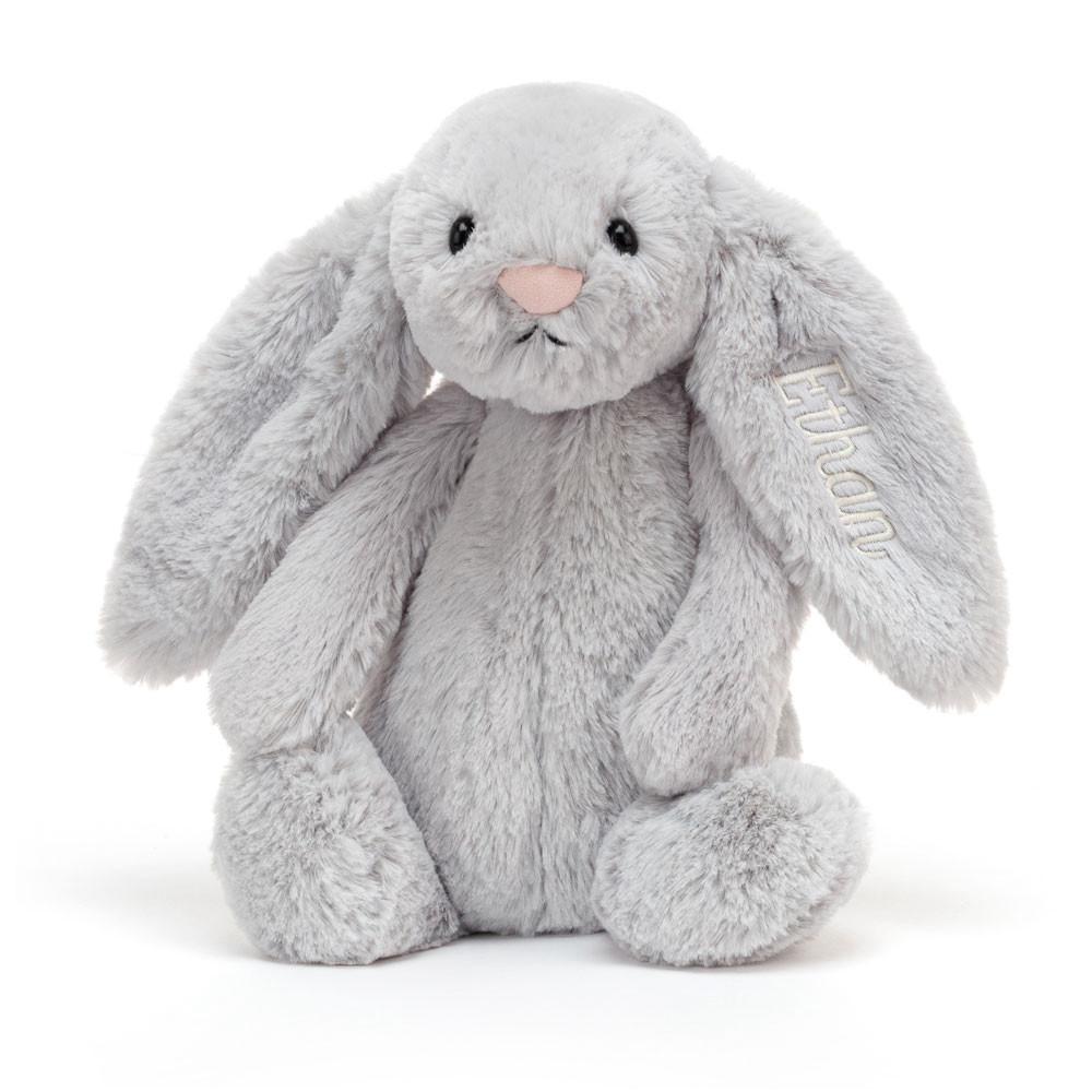 Conejo Jellycat Personalised Bashful Silver Bunny Medium 31cm x 12cm x 9cm Gris  Ecuador |  OAUKB7186