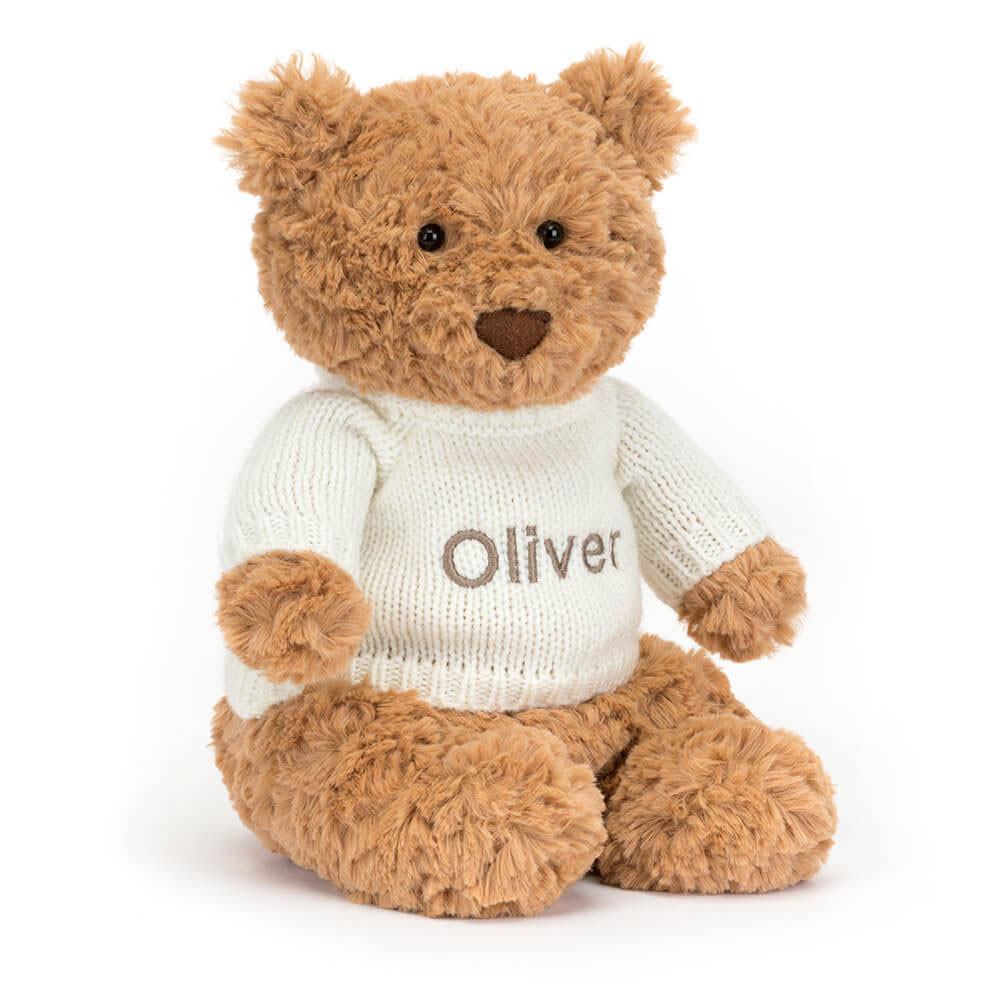 Jerséis Jellycat Bartholomew Bear with Personalised Cream Jumper 26cm x 12cm x 8cm Marrones  Ecuador |  WLQPN5936