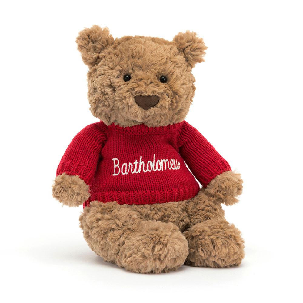 Jerséis Jellycat Bartholomew Bear with Personalised Jumper 26cm x 12cm x 8cm Marrones  Ecuador |  VKSXR1539