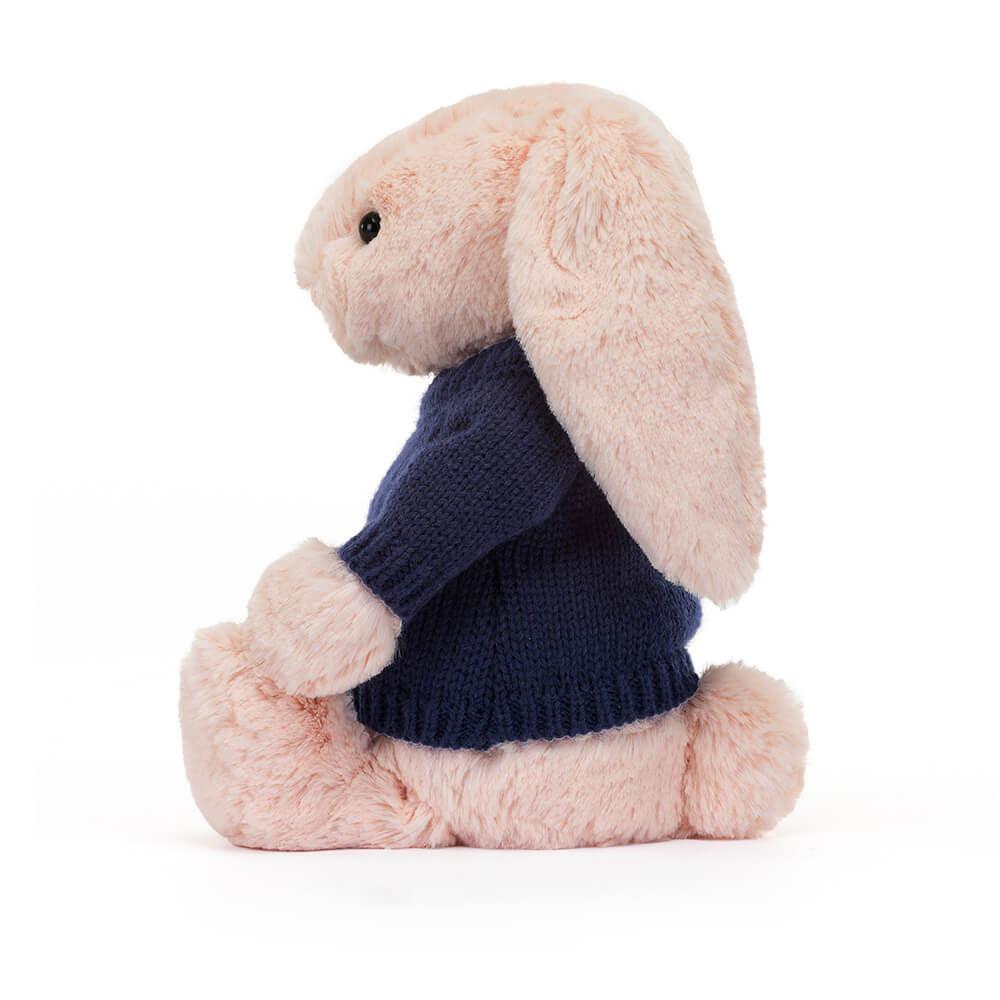 Jerséis Jellycat Bashful Blush Bunny with Personalised Navy Jumper 31cm x 12cm x 9cm Rosas  Ecuador |  UGZVO4960