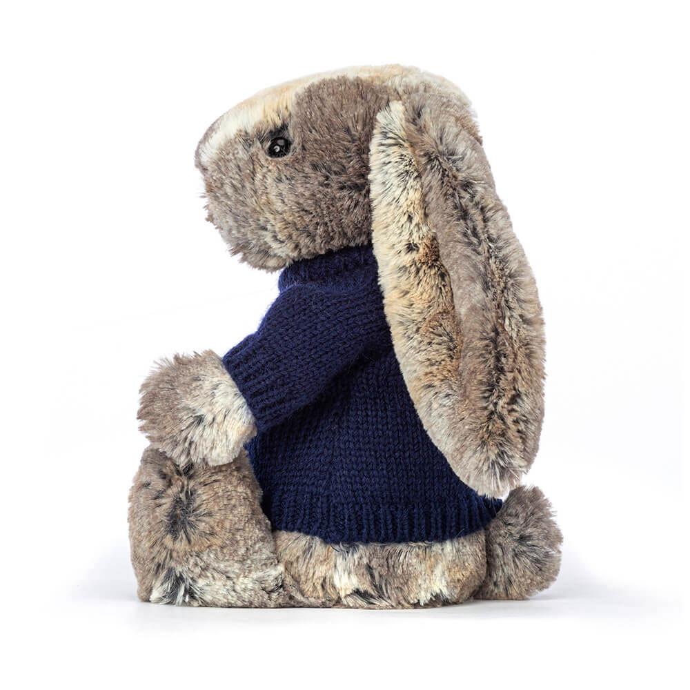 Jerséis Jellycat Bashful Cottontail Bunny with Personalised Navy Jumper 31cm x 12cm x 9cm Marrones  Ecuador |  KOISP5189