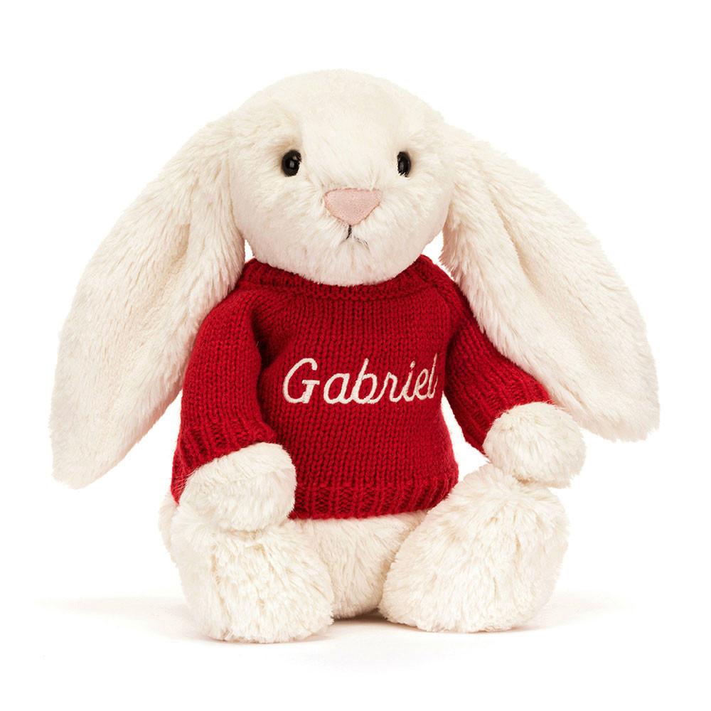 Jerséis Jellycat Bashful Cream Bunny with Personalised Jumper 31cm x 12cm x 9cm Blancas  Ecuador |  COWAE1095