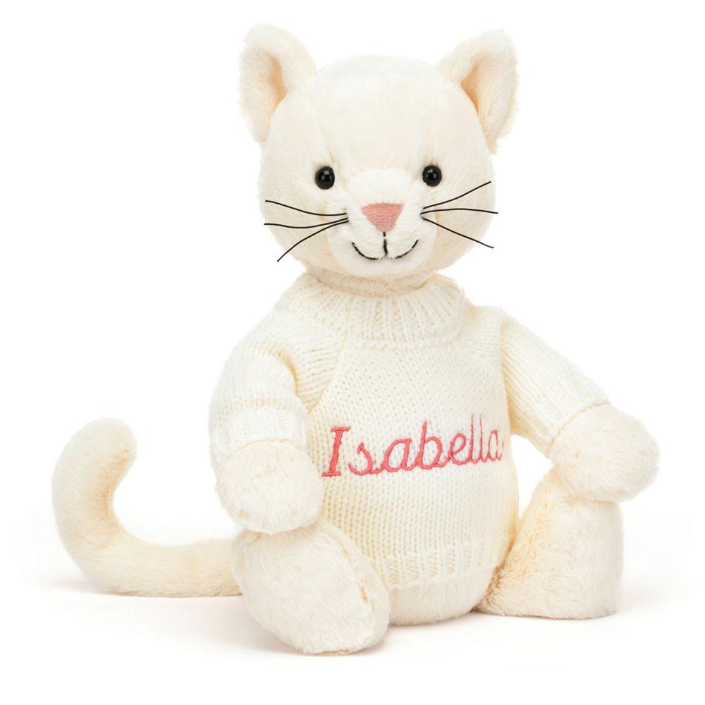 Jerséis Jellycat Bashful Cream Kitten with Personalised Cream Jumper 31cm x 12cm x 9cm Blancas  Ecuador |  HXIWK0359
