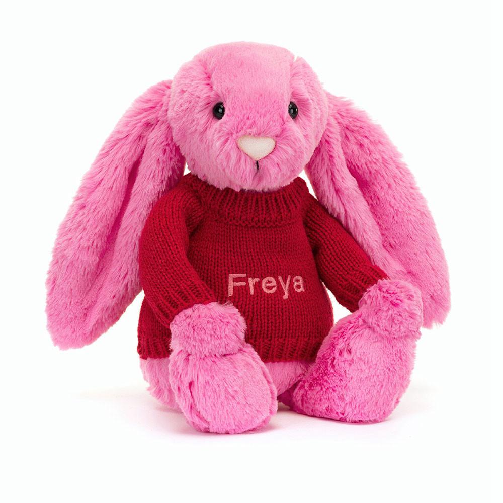 Jerséis Jellycat Bashful Hot Bunny with Personalised Jumper 31cm x 12cm x 9cm Rosas  Ecuador |  UNIOP3569