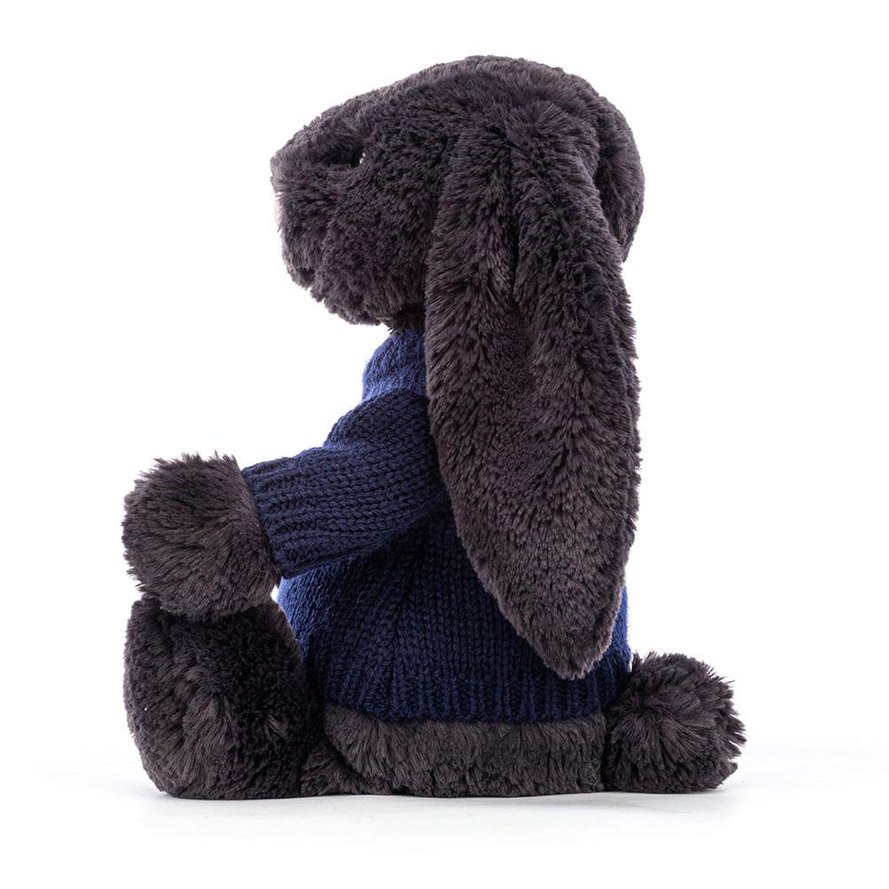 Jerséis Jellycat Bashful Inky Bunny with Personalised Navy Jumper 31cm x 12cm x 9cm Negras  Ecuador |  GLOXC4210