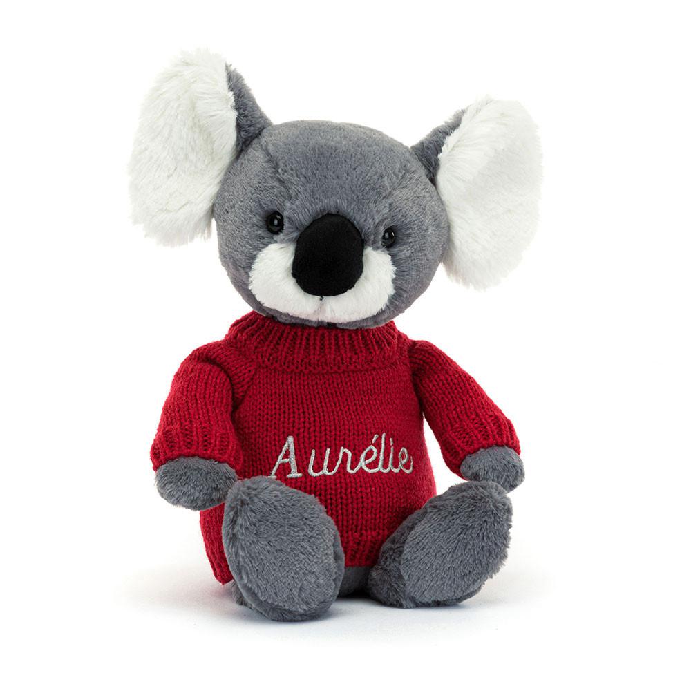 Jerséis Jellycat Bashful Koala with Personalised Jumper 31cm x 12cm x 9cm Gris  Ecuador |  UCDGP3627