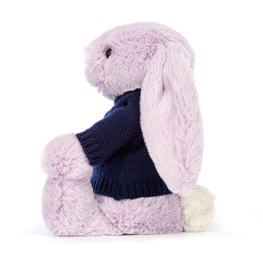 Jerséis Jellycat Bashful Lilac Bunny with Personalised Navy Jumper 31cm x 12cm x 9cm Moradas  Ecuador |  PKYND9025