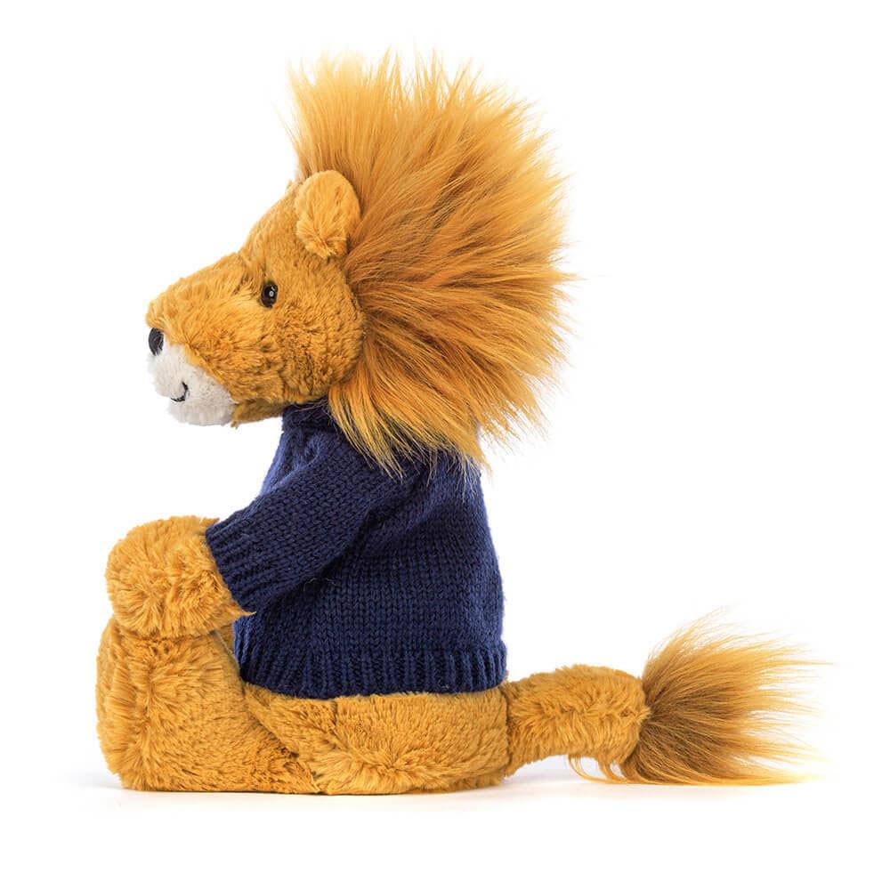 Jerséis Jellycat Bashful Lion with Personalised Navy Jumper 31cm x 12cm x 9cm Amarillo  Ecuador |  DYGHU9078