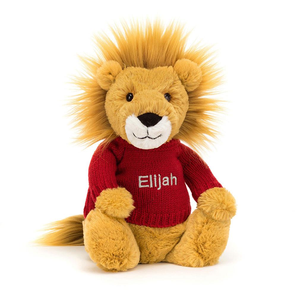 Jerséis Jellycat Bashful Lion with Personalised Jumper 31cm x 12cm x 9cm Amarillo  Ecuador |  THJGE8259