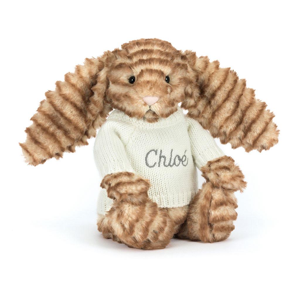 Jerséis Jellycat Bashful Luxe Bunny Juniper with Personalised Cream Jumper 31cm x 12cm x 9cm Marrones  Ecuador |  ZQBEV1072