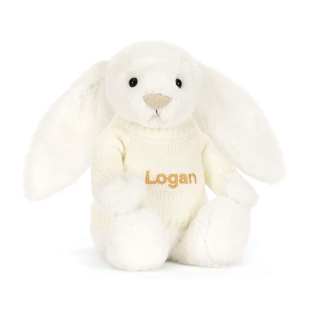 Jerséis Jellycat Bashful Luxe Bunny Luna with Personalised Cream Jumper 31cm x 12cm x 9cm Blancas  Ecuador |  SMNTW9416