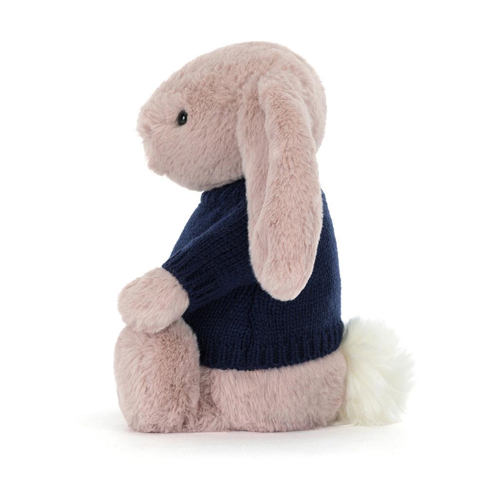 Jerséis Jellycat Bashful Luxe Bunny Rosa with Personalised Navy Jumper 31cm x 12cm x 9cm Rosas  Ecuador |  JXWSI0348