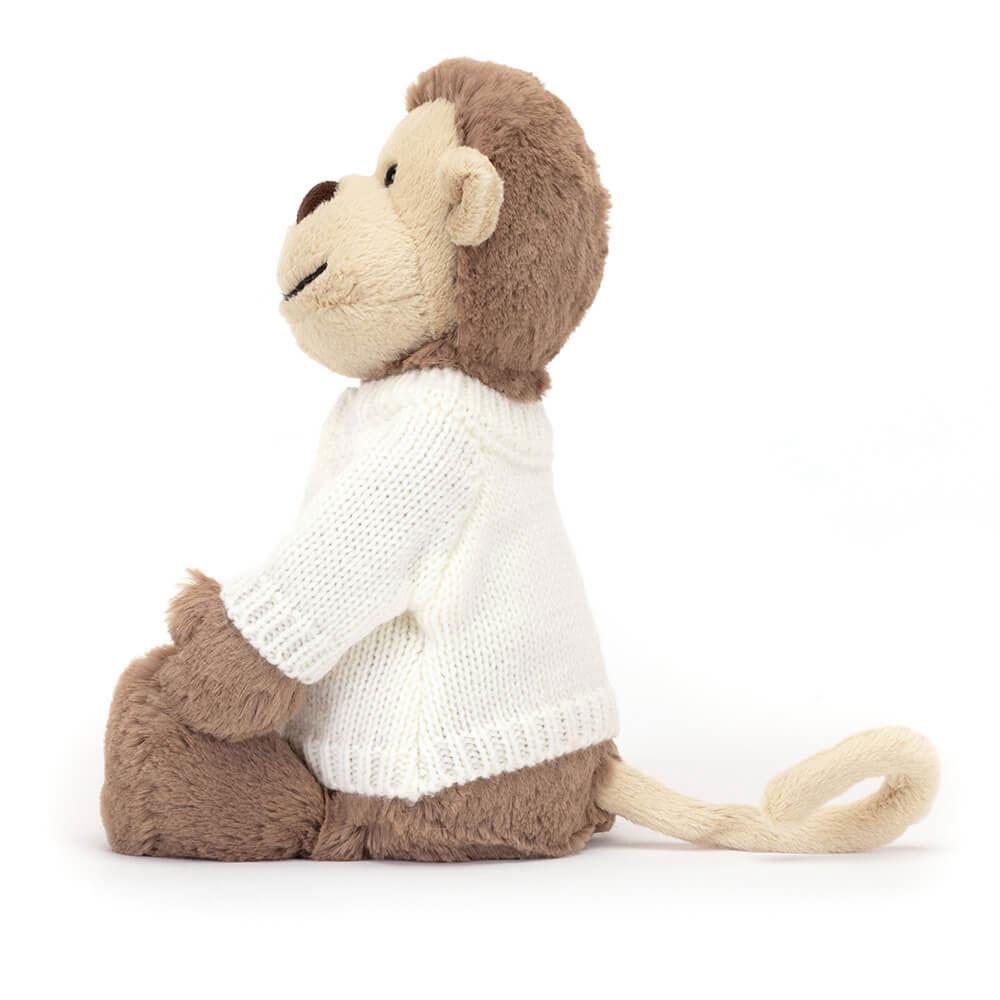 Jerséis Jellycat Bashful Monkey with Personalised Cream Jumper 31cm x 12cm x 9cm Marrones  Ecuador |  KULAG0457
