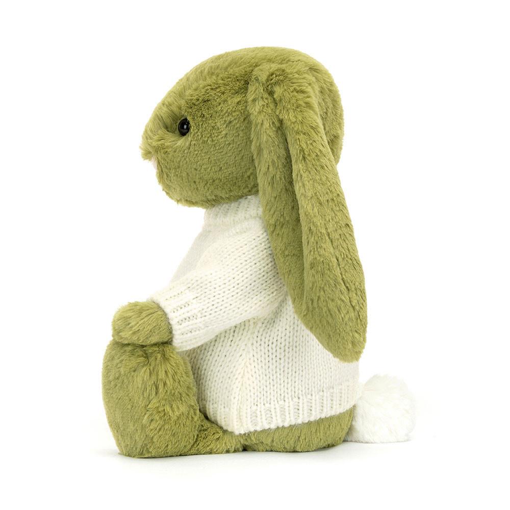 Jerséis Jellycat Bashful Moss Bunny with Personalised Cream Jumper 31cm x 12cm x 9cm Verde  Ecuador |  FDSZE0364