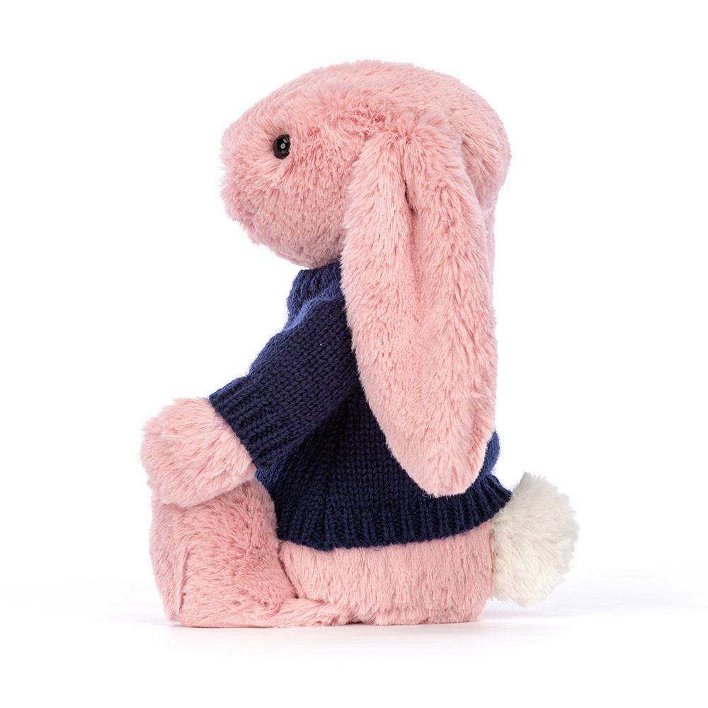 Jerséis Jellycat Bashful Petal Bunny with Personalised Navy Jumper 31cm x 12cm x 9cm Rosas  Ecuador |  DRGLH9563