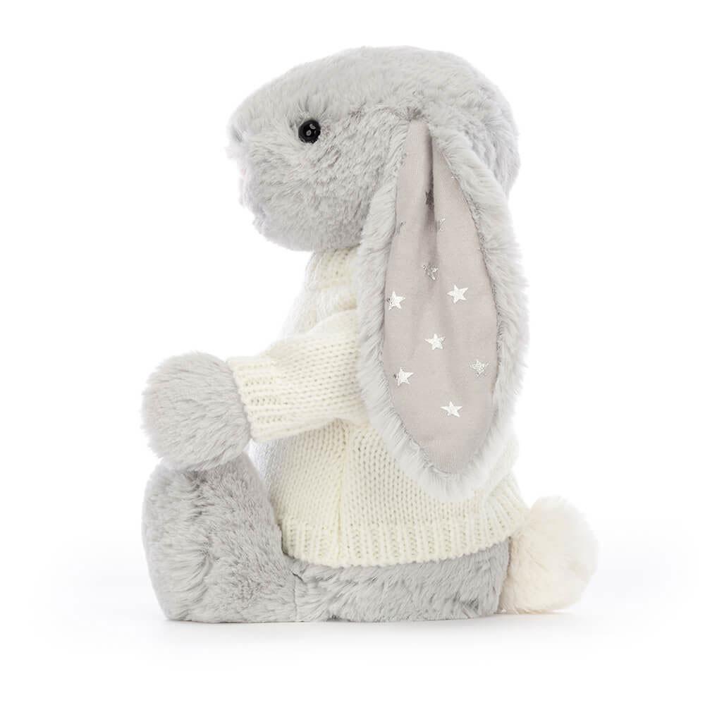 Jerséis Jellycat Bashful Shimmer Bunny with Personalised Cream Jumper 31cm x 12cm x 9cm Gris  Ecuador |  NVKQX7260