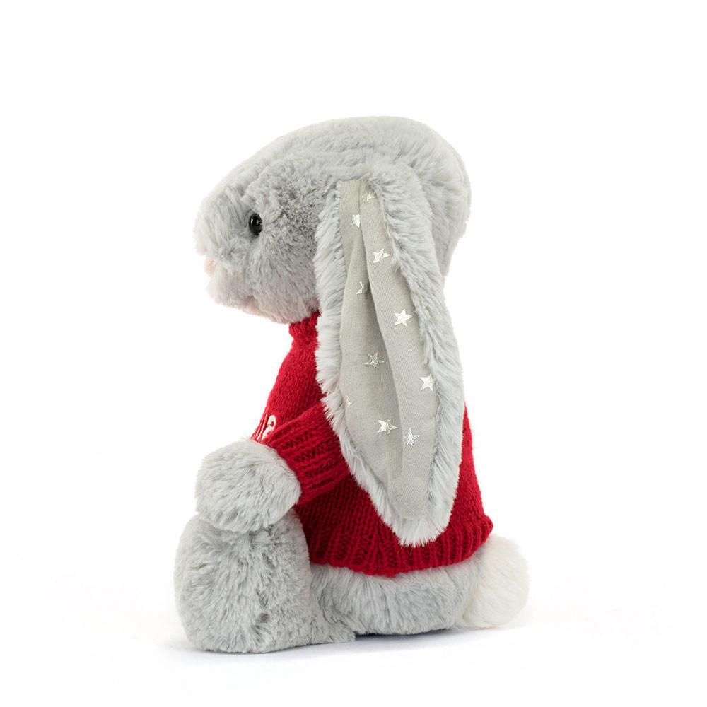 Jerséis Jellycat Bashful Shimmer Bunny with Personalised Jumper 31cm x 12cm x 9cm Gris  Ecuador |  WTUCD3568