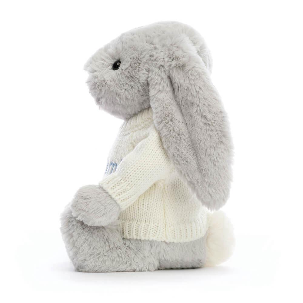 Jerséis Jellycat Bashful Silver Bunny with Personalised Cream Jumper 31cm x 12cm x 9cm Gris  Ecuador |  AGWDZ7428