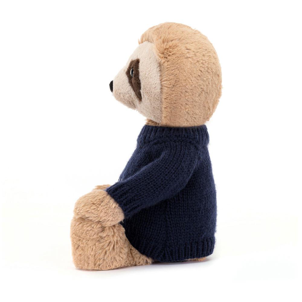 Jerséis Jellycat Bashful Sloth with Personalised Navy Jumper 28cm x 10cm x 7cm Beige  Ecuador |  XHSFU9850